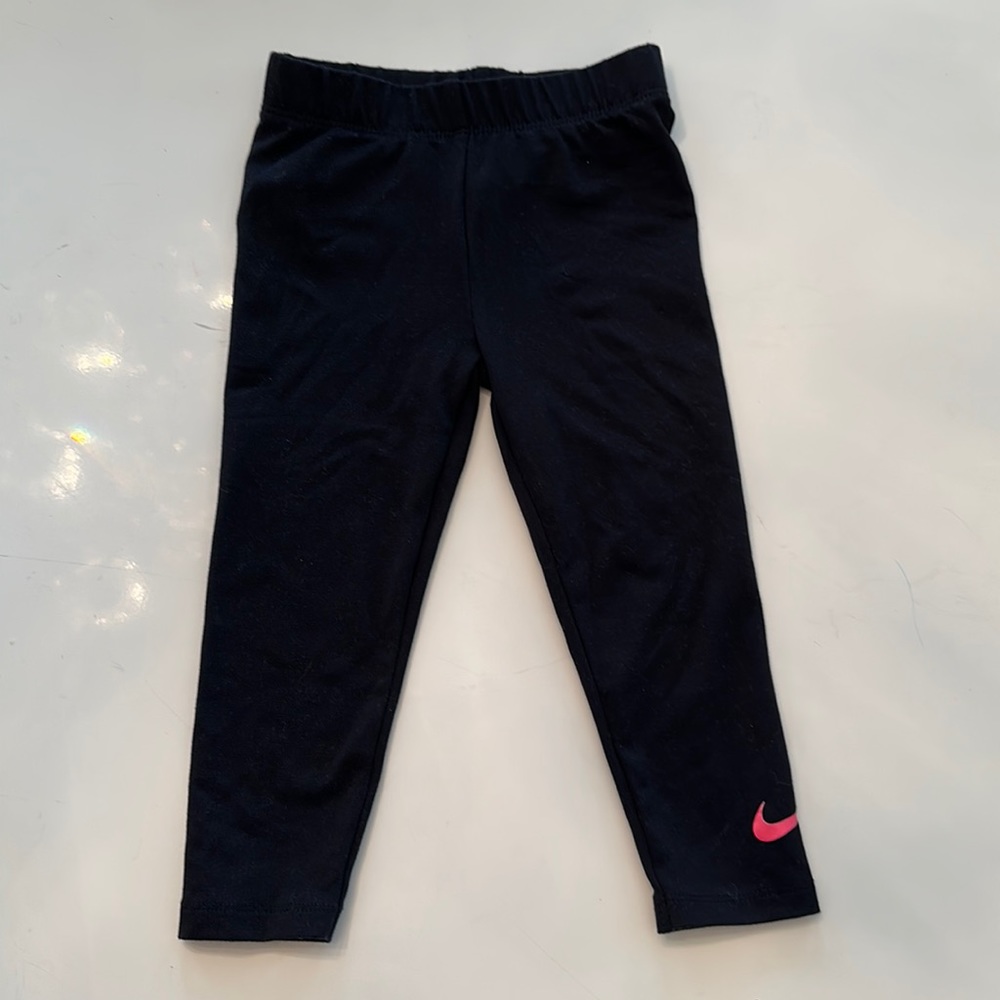 Nike Girls 2T Black Dri-Fit Legging with Hot Pink Logo